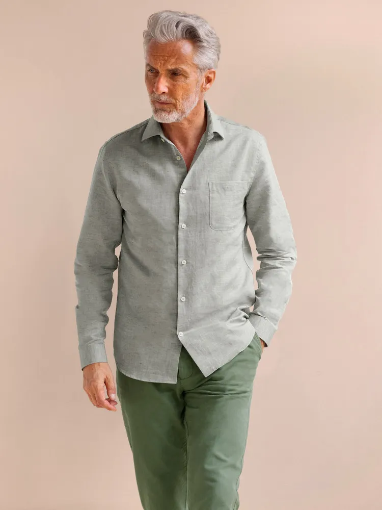 Pantalon chino à pinces vert olive